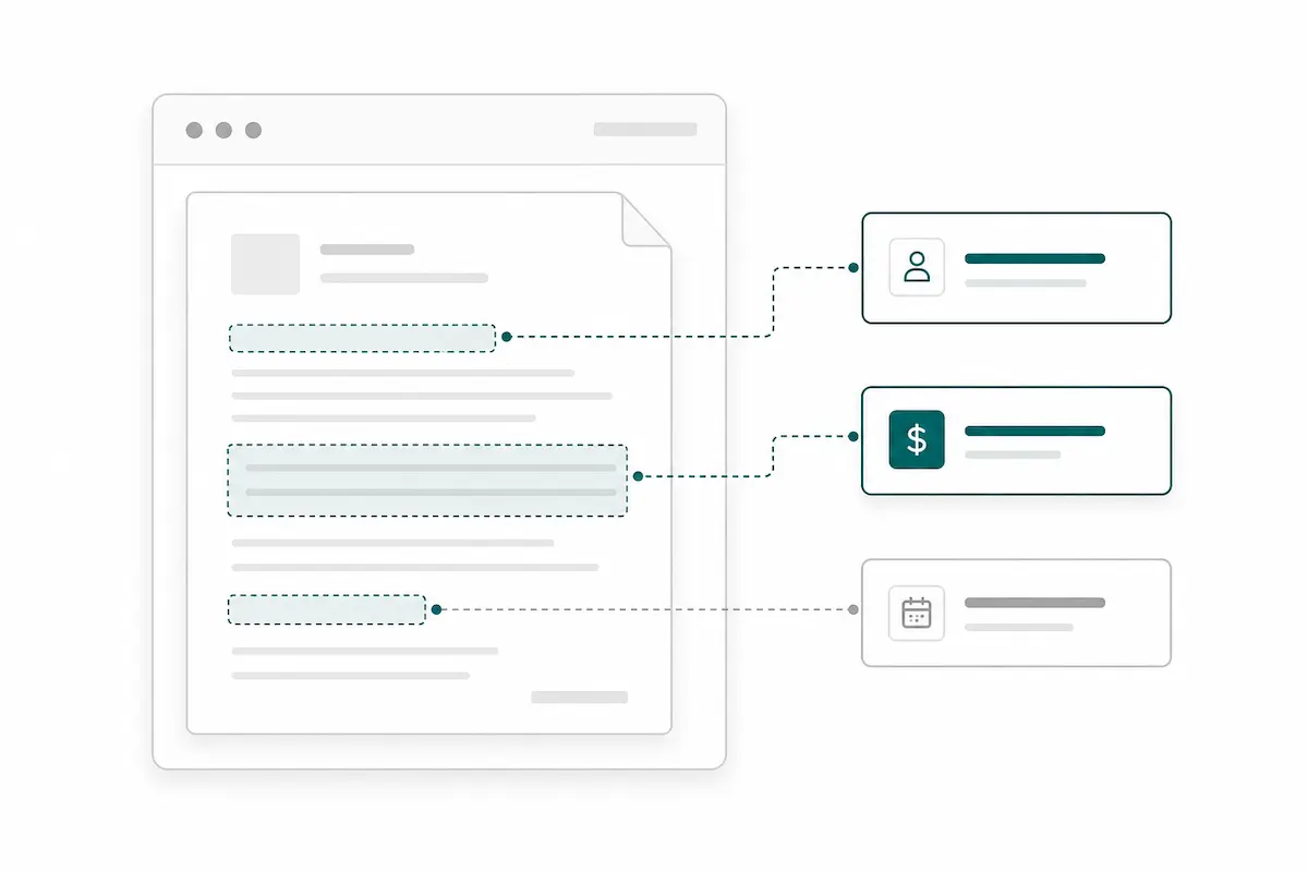 AI PDF parser extracting custom fields from a document