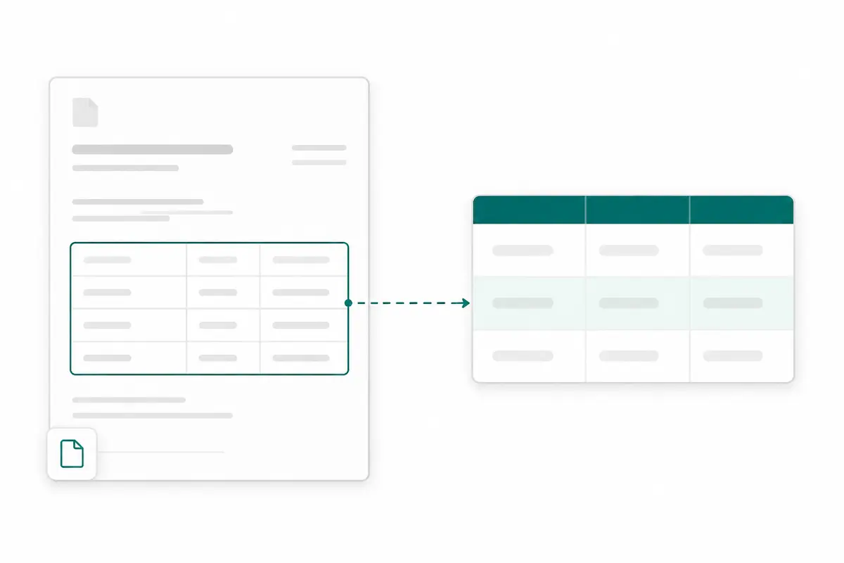 PDF table extraction into structured rows